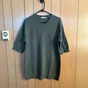 Vince 100% Cashmere Green Short Sleeve Crew Neck Sweater Women's Large